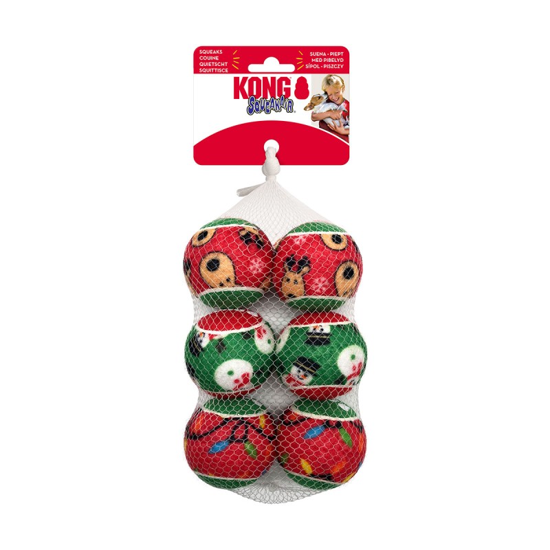 JOUET KONG SQUEAKAIR BALL NOEL M X6
