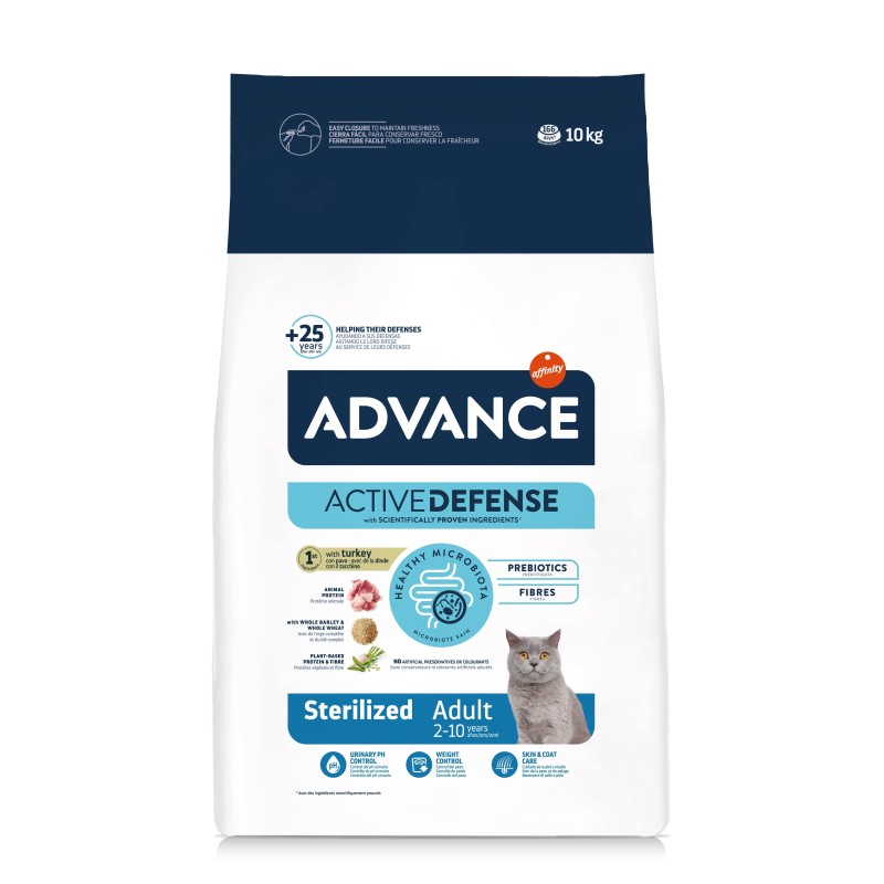 ADVANCE CHAT STERILISE HAIRBALL DINDE 10KG