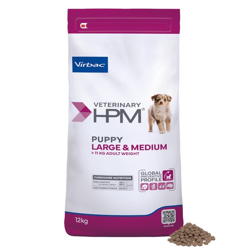 VETERINARY HPM PUPPY LARGE&MEDIUM 12KG